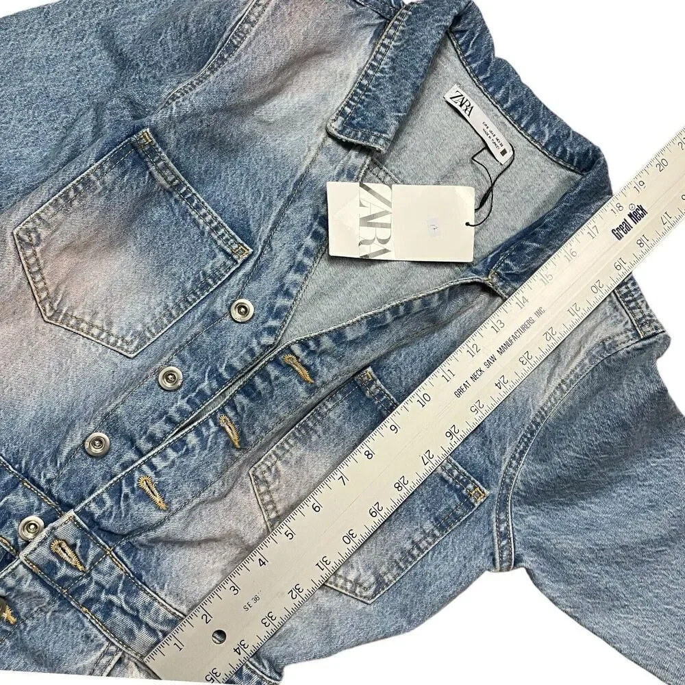 ZARA Jumpsuit Women’s‎ S Pink Dyed Denim One Piece Collared Long Sleeve Button